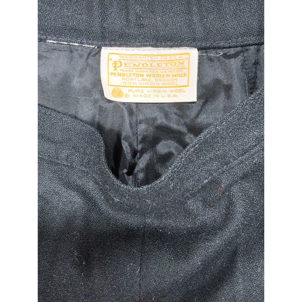 Vtg Womens Pendleton 100% Virgin Wool Pleated Trousers Black Pants Made in USA - Picture 2 of 7